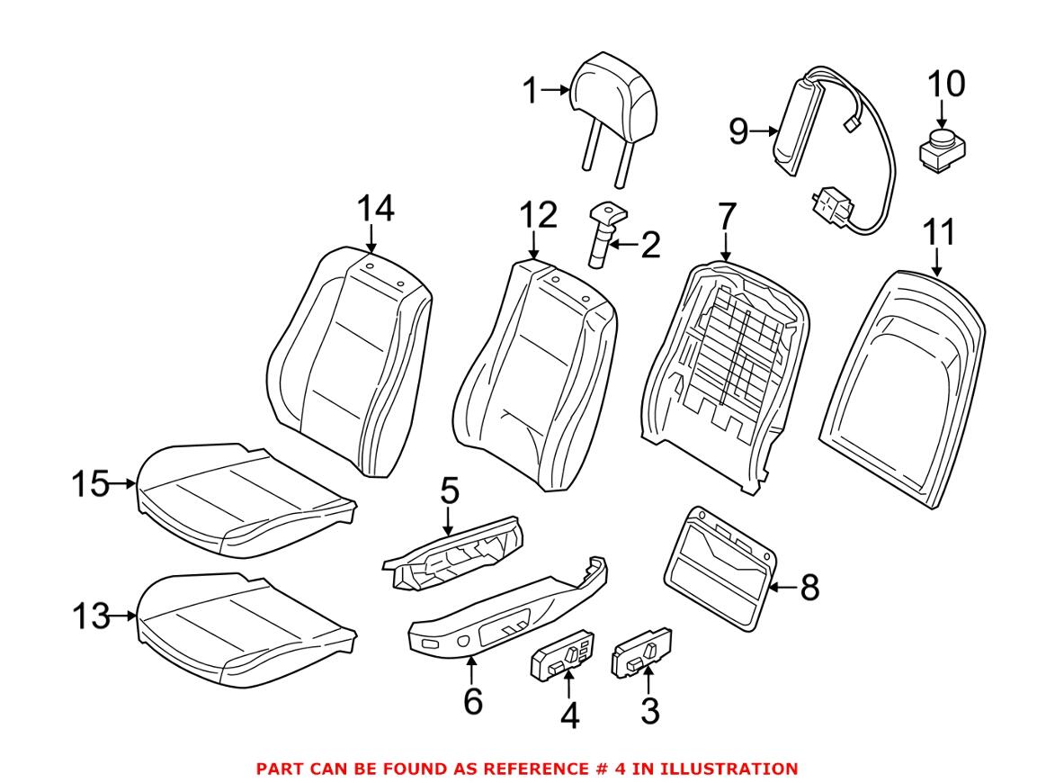 BMW Power Seat Switch = Front Passenger Side 61319276618